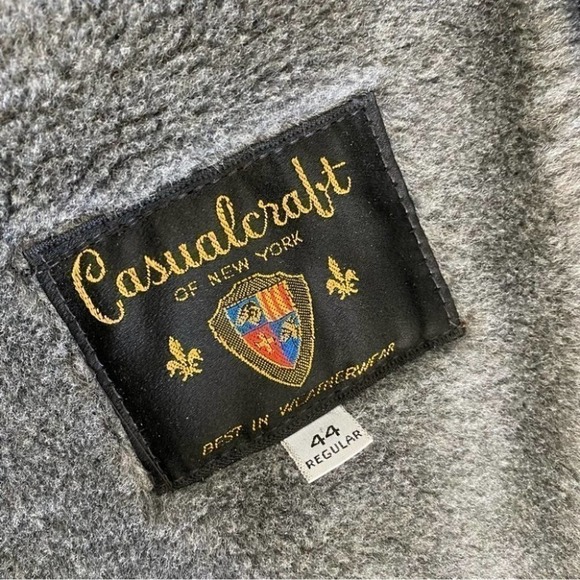 VINTAGE MENS FLEECE LINED DOUBLE BREASTED WOOL OVERCOAT 1970’s SZ 44 - Picture 7 of 11